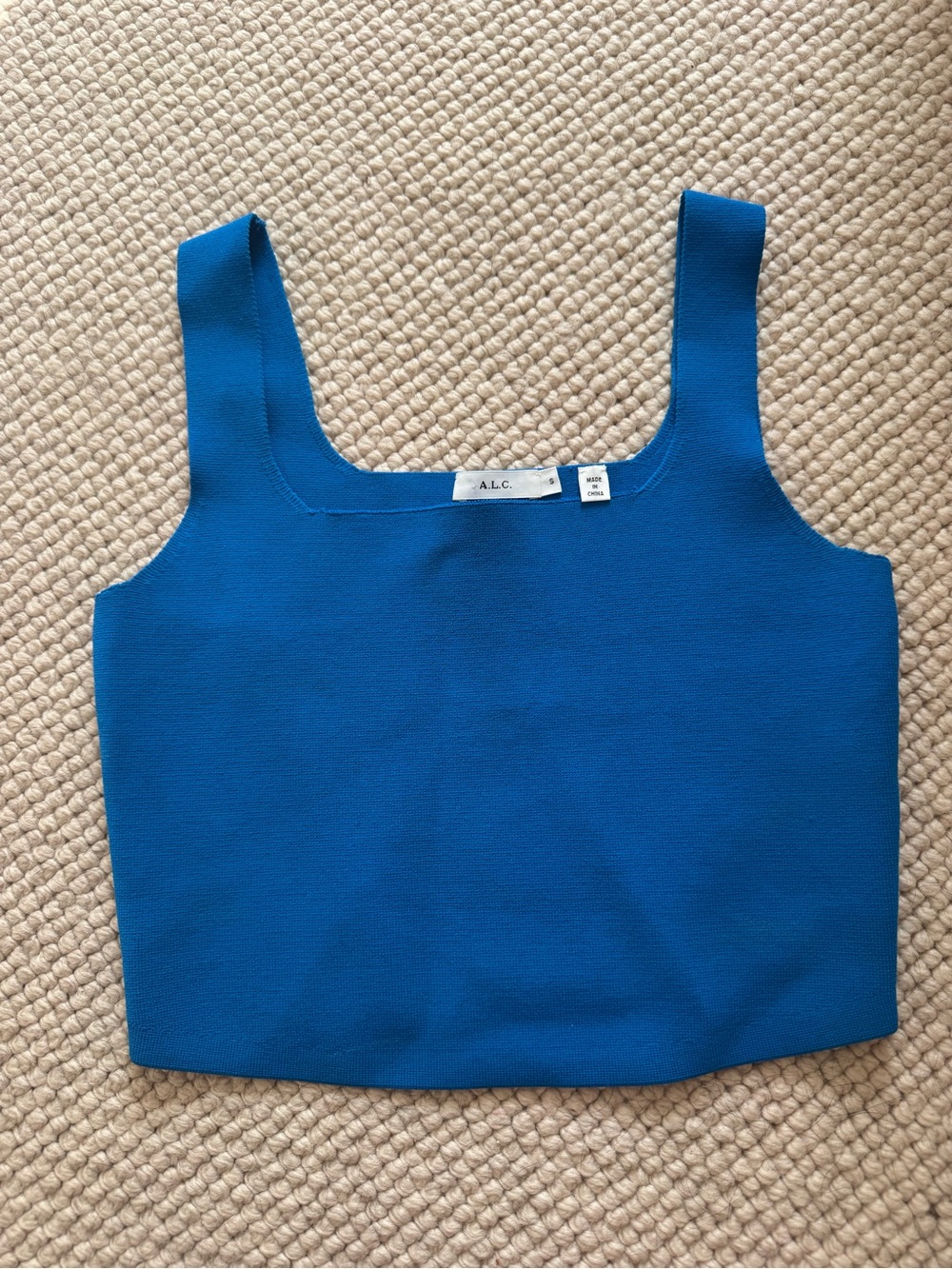 A.L.C. Cobalt Blue Square-Neck Cropped Tank